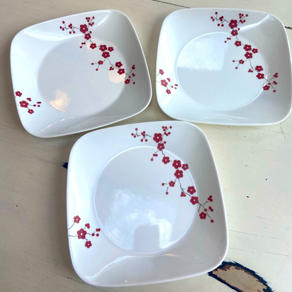 Corelle Hanami Garden Square Dinner Plates set of 3
